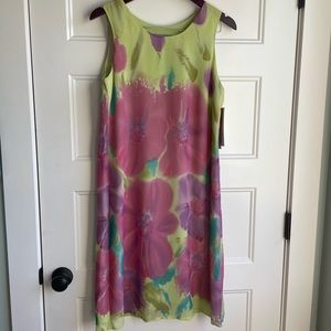 Carol Anderson Dream Poppy Kiwi Color Floral Dress 5532 Womens New Size Medium